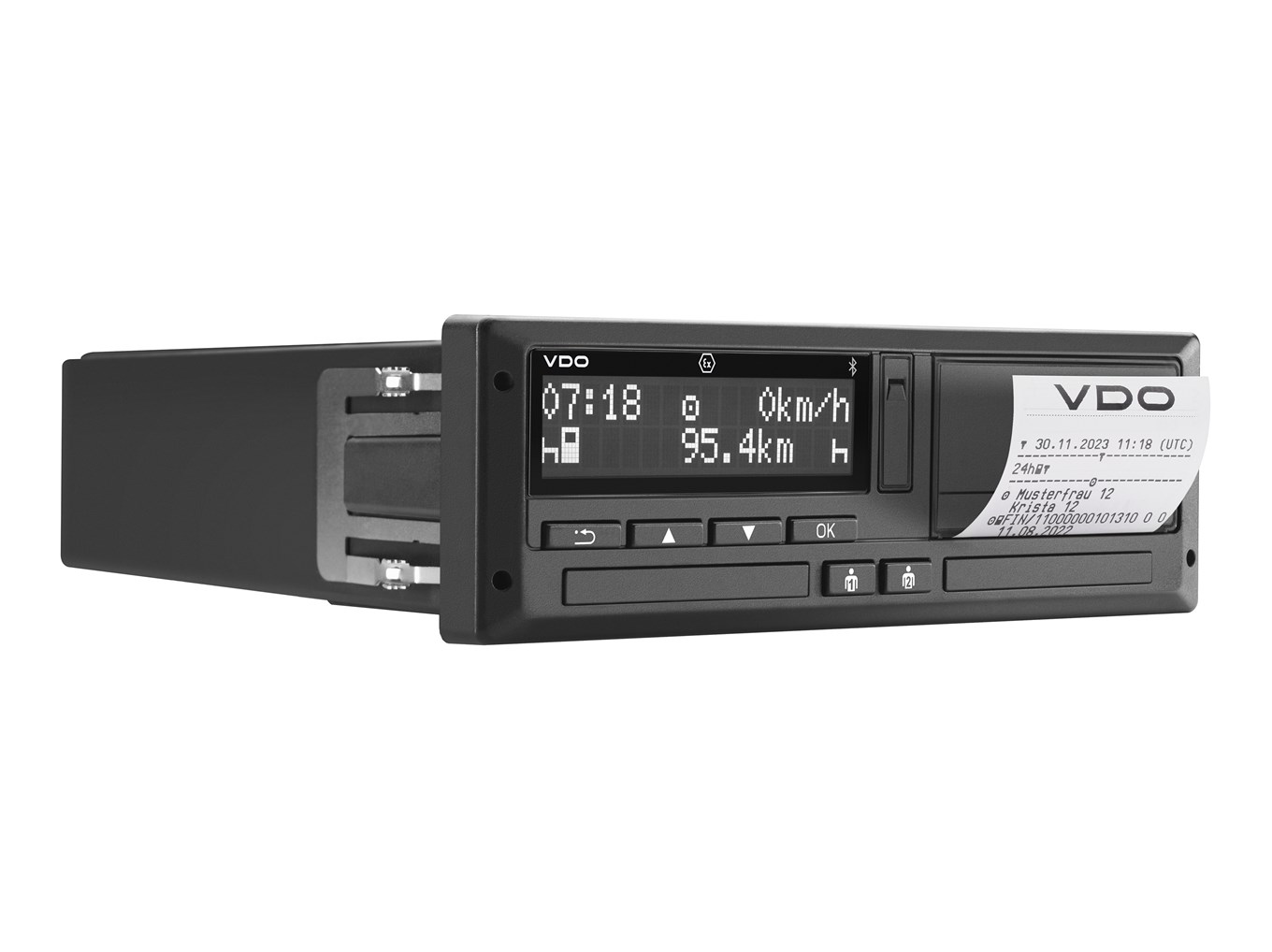 Side view of a VDO DTCO 4.1 with printout